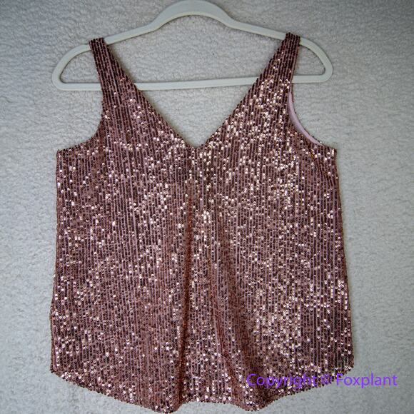 New! LOFT Sequin Shell tank pink Top , XS - Picture 2 of 9
